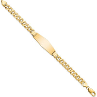 14K Yellow Gold Polished Solid Plate Curb Link ID Bracelet - 8" Length by Oro Pregiato