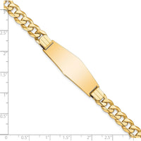 14K Yellow Gold Polished Solid Plate Curb Link ID Bracelet - 8" Length by Oro Pregiato