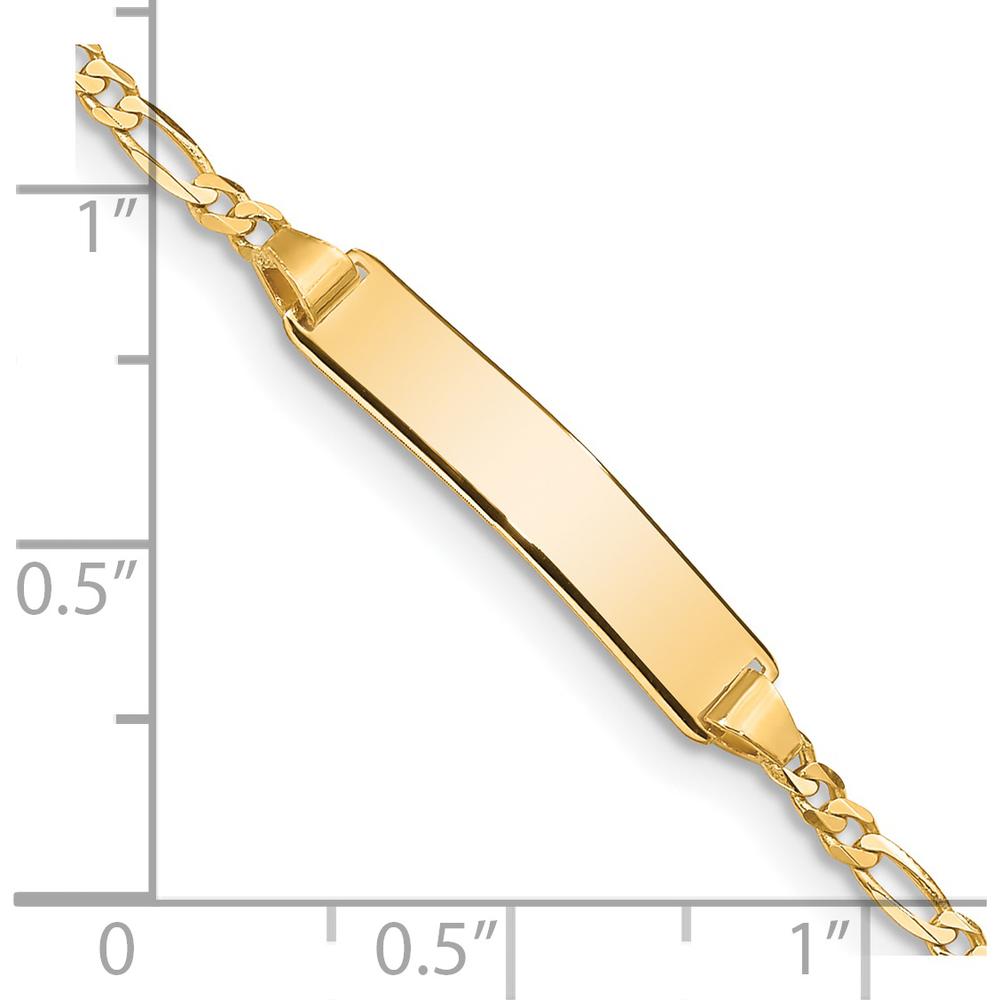 14K Yellow Gold Polished Solid Plate Figaro Link 8" ID Bracelet - Custom Engravable by Oro Pregiato