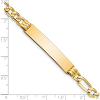 14K Yellow Gold Polished Solid Plate Figaro Link ID Bracelet - 7" by Oro Pregiato
