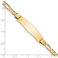 14K Yellow Gold Polished Solid Plate Figaro Link ID Bracelet 8" by Oro Pregiato