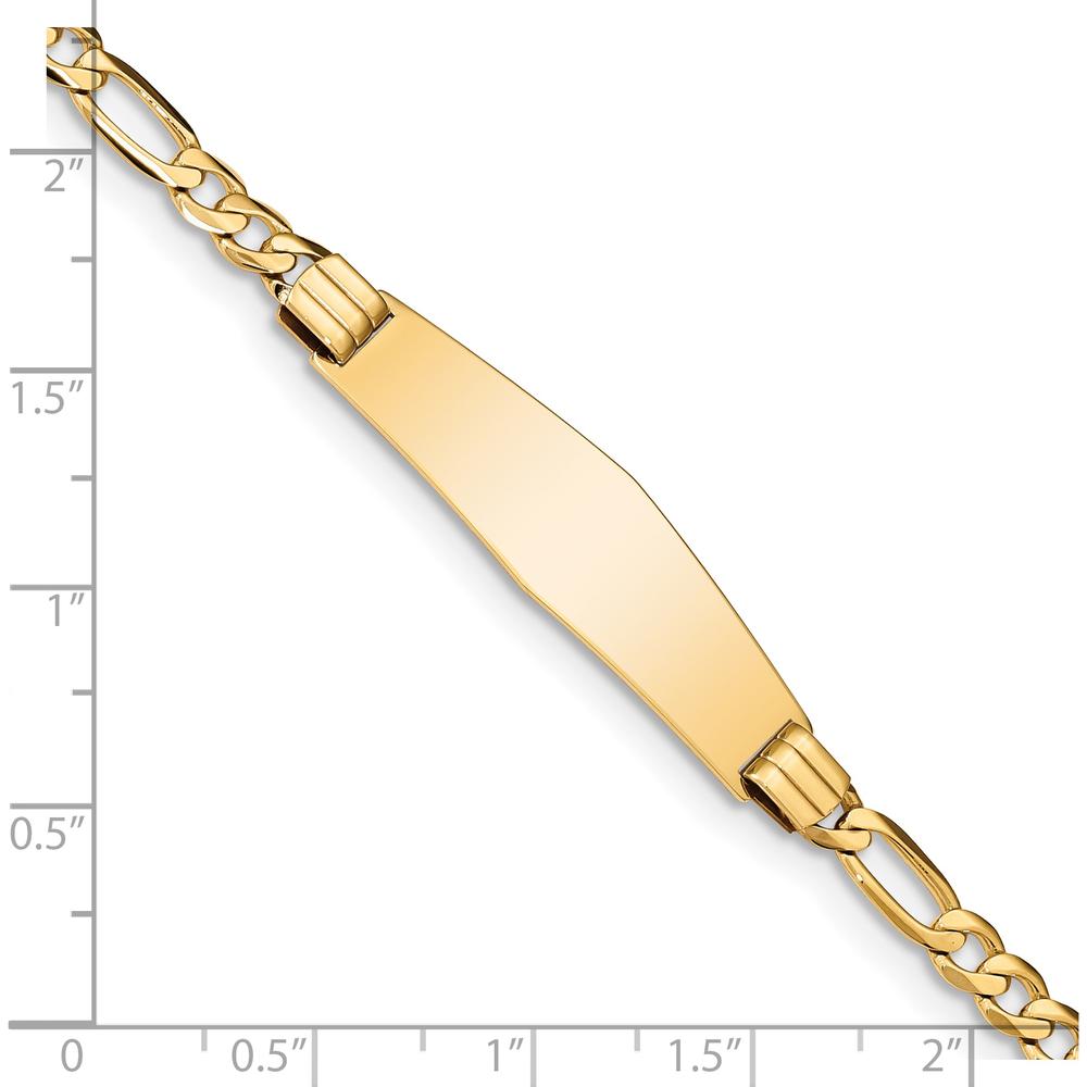 14K Yellow Gold Polished Solid Plate Figaro Link ID Bracelet 8" by Oro Pregiato
