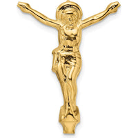14K Yellow Gold Polished Solid Risen Christ Pendant - Textured Concave Design by Oro Pregiato