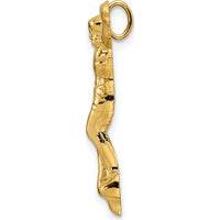 14K Yellow Gold Polished Solid Risen Christ Pendant - Textured Concave Design by Oro Pregiato