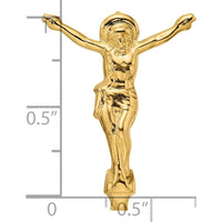 14K Yellow Gold Polished Solid Risen Christ Pendant - Textured Concave Design by Oro Pregiato