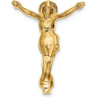 14K Yellow Gold Polished Solid Risen Christ Pendant - Textured Concave Design by Oro Pregiato