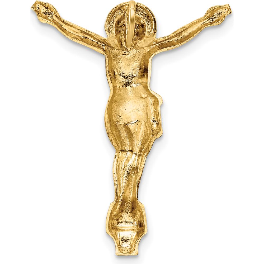 14K Yellow Gold Polished Solid Risen Christ Pendant - Textured Concave Design by Oro Pregiato