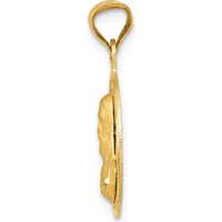 14K Yellow Gold Polished Solid Sagrado Corazon de Jesus Round Pendant with Diamond-Cut Detail by Oro Pregiato