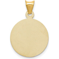 14K Yellow Gold Polished Solid Sagrado Corazon de Jesus Round Pendant with Diamond-Cut Detail by Oro Pregiato