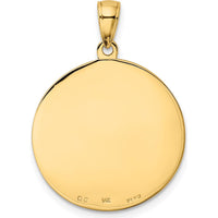 14K Yellow Gold Polished Solid Saint Anthony Large Round Medal Pendant - Faith and Protection Symbol by Oro Pregiato