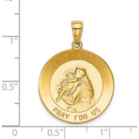 14K Yellow Gold Polished Solid Saint Anthony Large Round Medal Pendant - Faith and Protection Symbol by Oro Pregiato