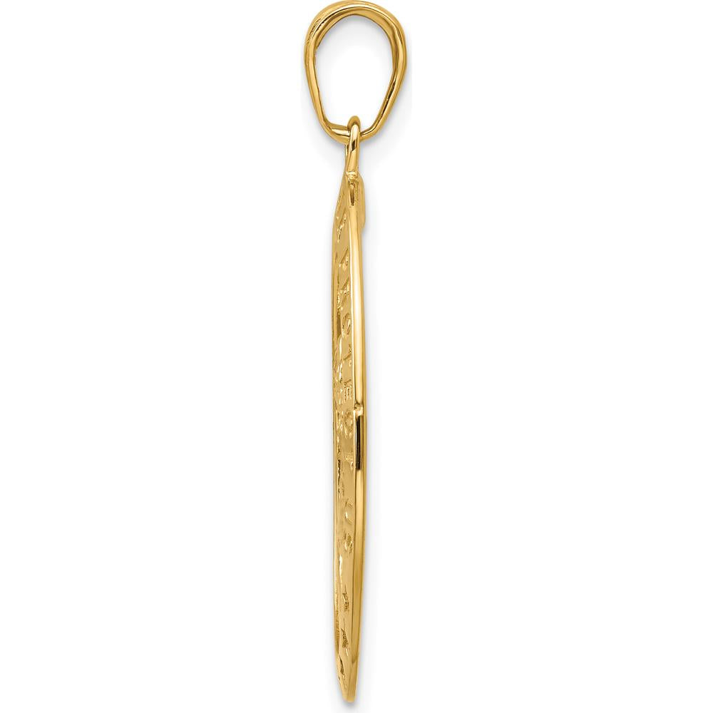 14K Yellow Gold Polished Solid Saint Christopher Medal Oval Pendant - Spiritual Protection Charm by Oro Pregiato