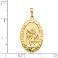 14K Yellow Gold Polished Solid Saint Christopher Medal Oval Pendant - Spiritual Protection Charm by Oro Pregiato