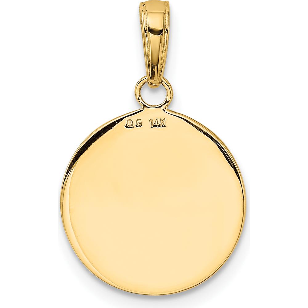 14K Yellow Gold Polished Solid Saint Francis Medal Round Pendant - 22mm by Oro Pregiato