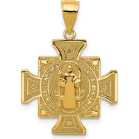 14K Yellow Gold Polished Solid San Benito 2-Sided Cross Pendant - Reversible and Textured Design by Oro Pregiato