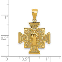 14K Yellow Gold Polished Solid San Benito 2-Sided Cross Pendant - Reversible and Textured Design by Oro Pregiato