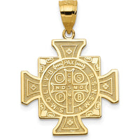14K Yellow Gold Polished Solid San Benito 2-Sided Cross Pendant - Reversible and Textured Design by Oro Pregiato