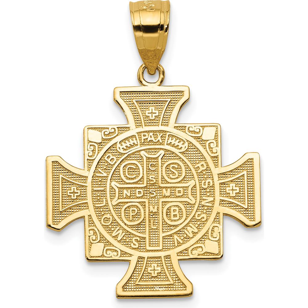 14K Yellow Gold Polished Solid San Benito 2-Sided Cross Pendant - Reversible and Textured Design by Oro Pregiato