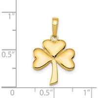 14K Yellow Gold Polished Solid Shamrock Pendant - 25mm Length by Oro Pregiato
