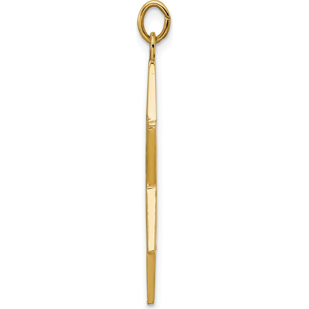 14K Yellow Gold Polished Solid Star of David Pendant - 36mm Length by Oro Pregiato