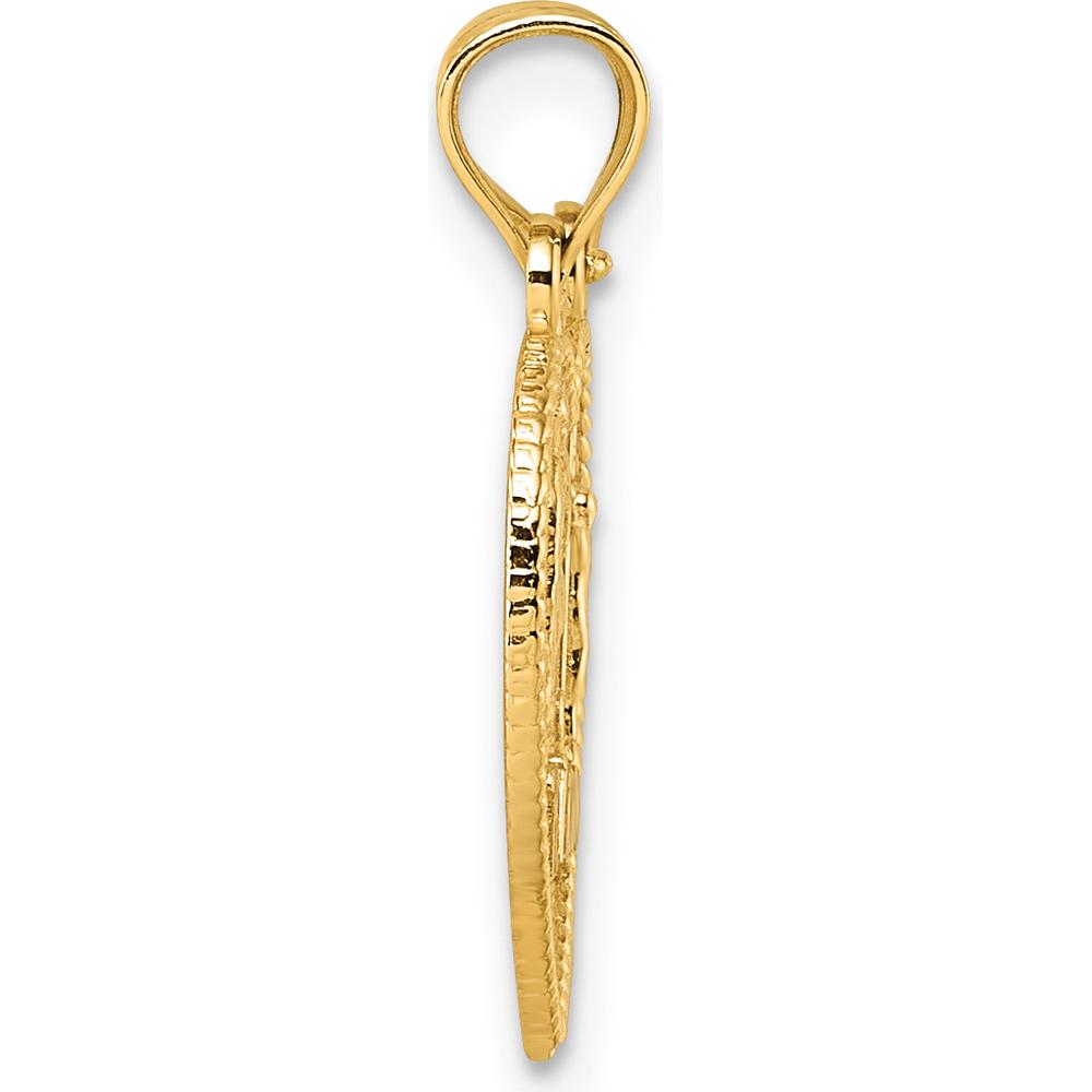 14K Yellow Gold Polished Spanish "TE AMO" Our Lady of Guadalupe and Crucifix Break-apart Heart Pendant by Oro Pregiato