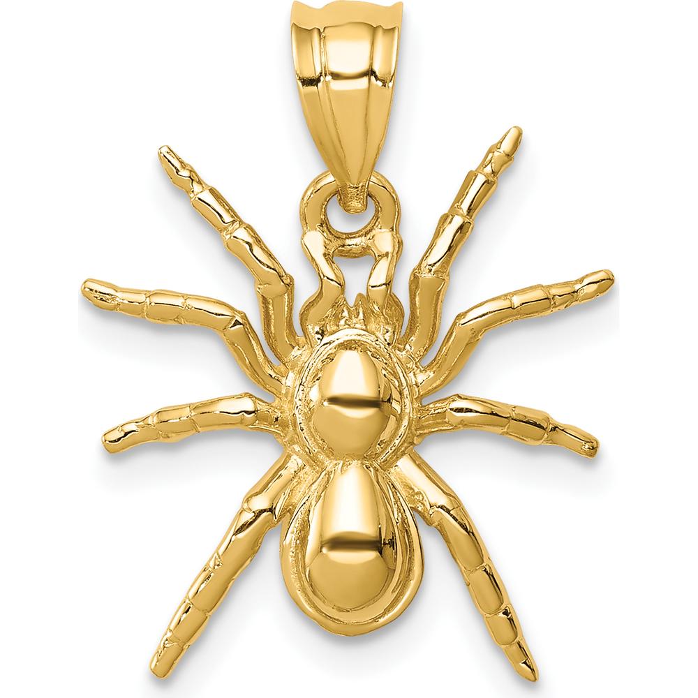 14K Yellow Gold Polished Spider Pendant - 18mm Length, 15.5mm Width by Oro Pregiato