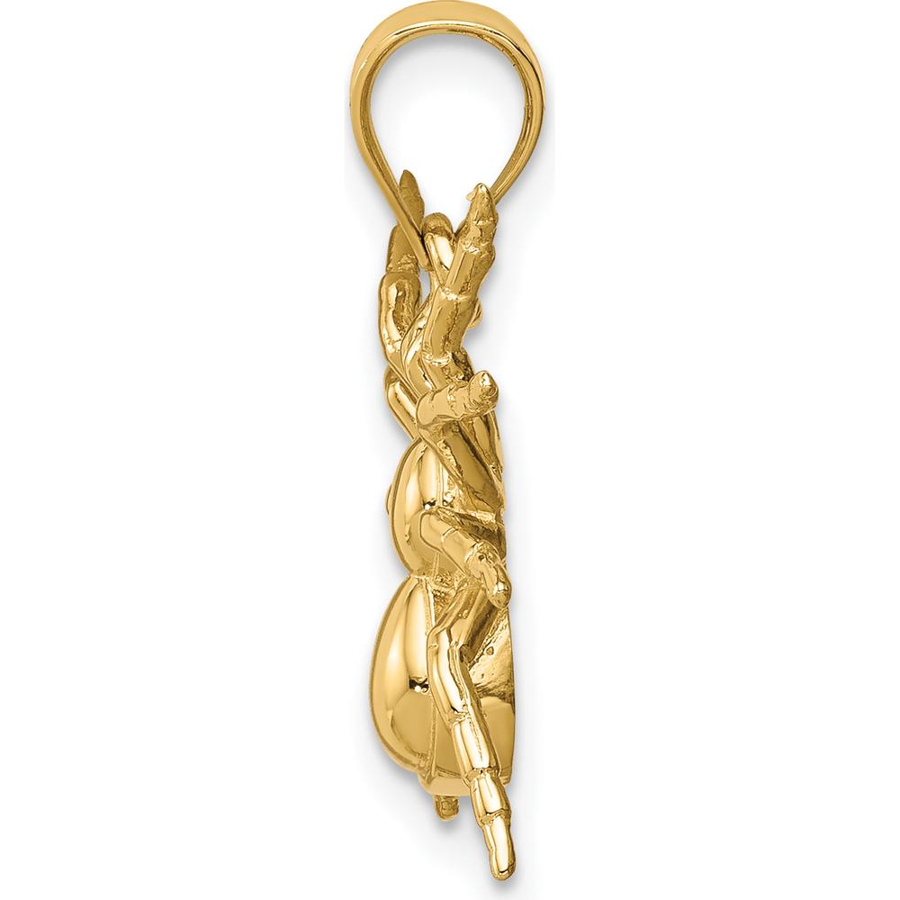14K Yellow Gold Polished Spider Pendant - 18mm Length, 15.5mm Width by Oro Pregiato
