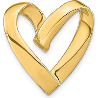 14K Yellow Gold Polished Spiral Heart Slide Pendant - Fits 3mm Regular & 5mm Fancy Omega by Oro Pregiato
