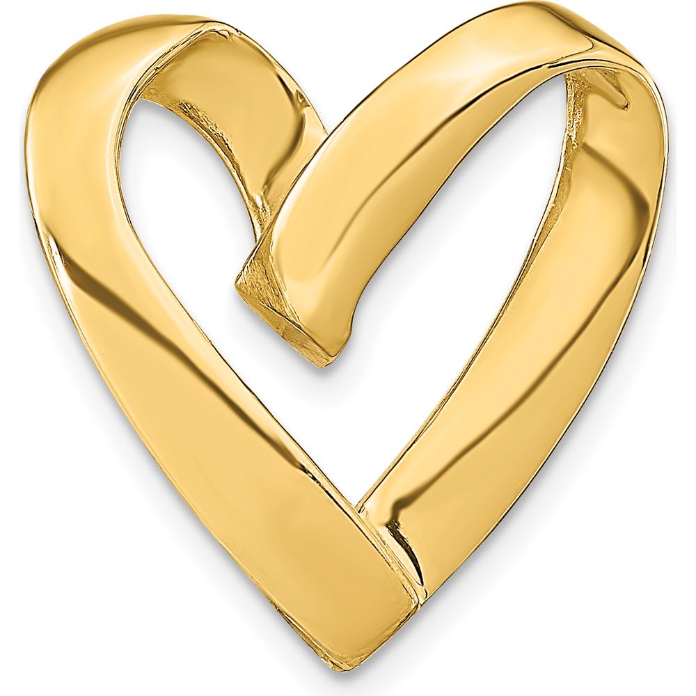 14K Yellow Gold Polished Spiral Heart Slide Pendant - Fits 3mm Regular & 5mm Fancy Omega by Oro Pregiato