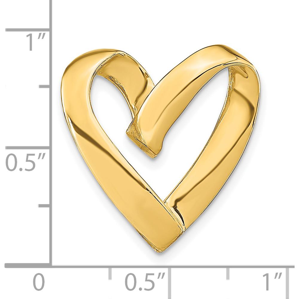 14K Yellow Gold Polished Spiral Heart Slide Pendant - Fits 3mm Regular & 5mm Fancy Omega by Oro Pregiato