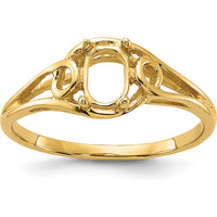 14K Yellow Gold Polished Split Shank Ring Mounting for 6x4mm Oval Gemstone by Monteluci Fine Jewelry
