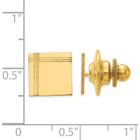 14K Yellow Gold Polished Square Design Tie Tac for Men - Elegant, Engravable Accessory by 0