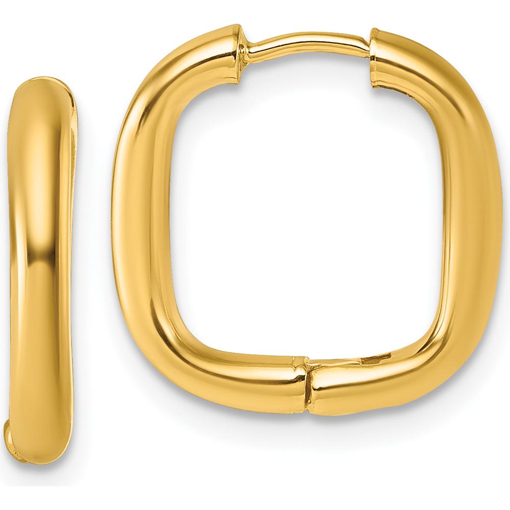 14K Yellow Gold Polished Square Endless Tube Hoop Hinged Earrings - 26mm by 0