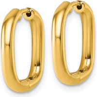 14K Yellow Gold Polished Square Endless Tube Hoop Hinged Earrings - 26mm by 0