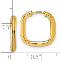 14K Yellow Gold Polished Square Endless Tube Hoop Hinged Earrings - 26mm by 0