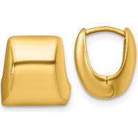 14K Yellow Gold Polished Square Hinged Hoop Earrings - 11.9mm Length by 0