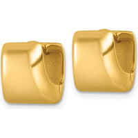 14K Yellow Gold Polished Square Hinged Hoop Earrings - 11.9mm Length by 0