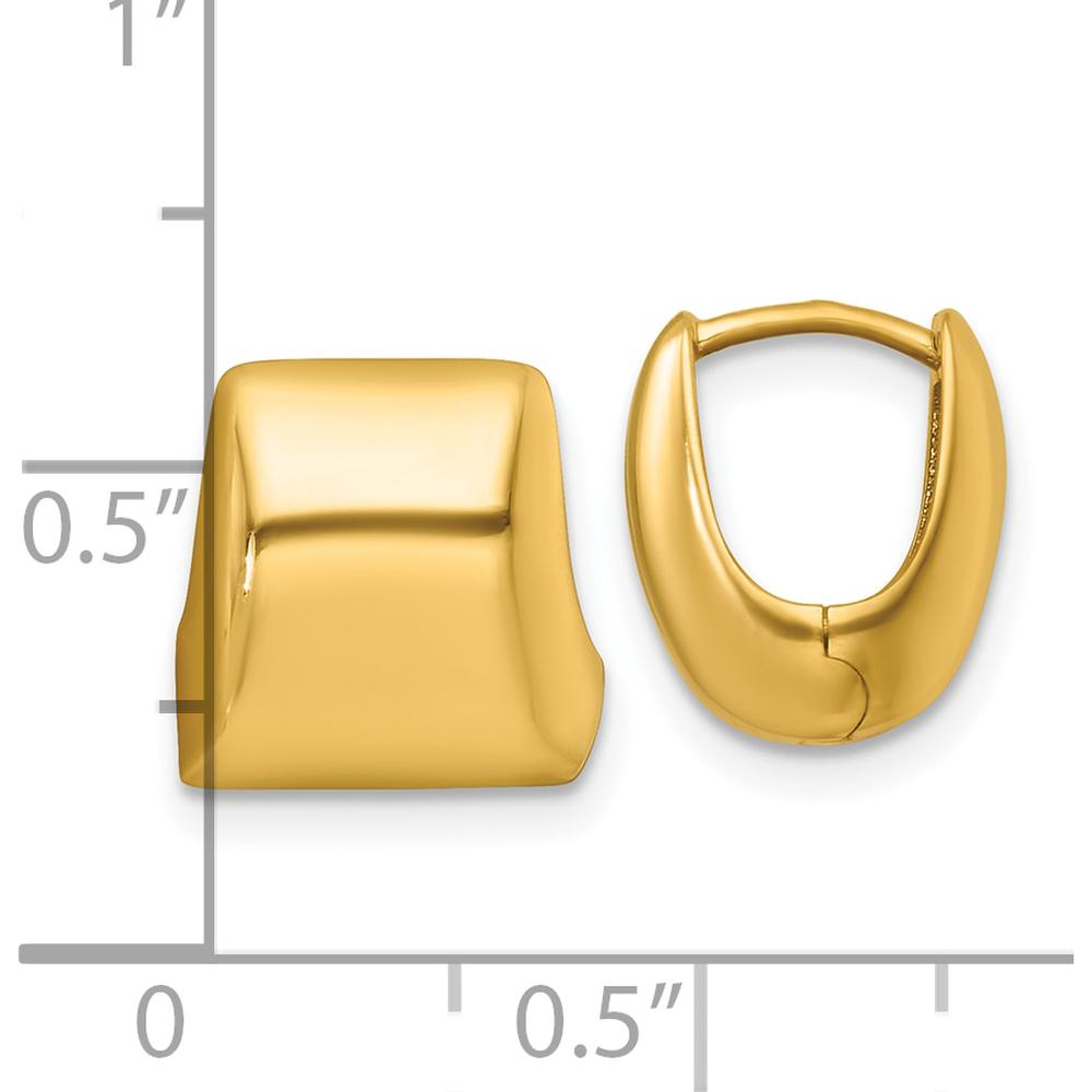 14K Yellow Gold Polished Square Hinged Hoop Earrings - 11.9mm Length by 0