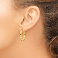 14K Yellow Gold Polished Square Hoop Earrings - 25mm Diameter by 0