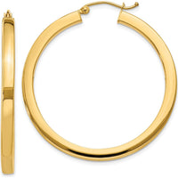 14K Yellow Gold Polished Square Hoop Earrings - 40mm Length by 0