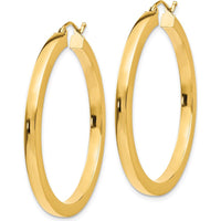 14K Yellow Gold Polished Square Hoop Earrings - 40mm Length by 0