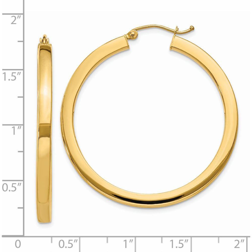 14K Yellow Gold Polished Square Hoop Earrings - 40mm Length by 0