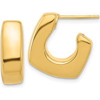 14K Yellow Gold Polished Square J-Hoop Post Earrings - 18mm by Oro Pregiato