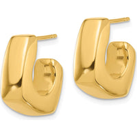 14K Yellow Gold Polished Square J-Hoop Post Earrings - 18mm by Oro Pregiato