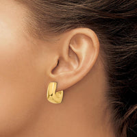 14K Yellow Gold Polished Square J-Hoop Post Earrings - 18mm by Oro Pregiato