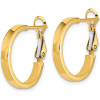 14K Yellow Gold Polished Square Tube Omega Back Hoop Earrings - 20mm Length by Oro Pregiato