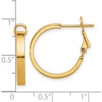 14K Yellow Gold Polished Square Tube Omega Back Hoop Earrings - 20mm Length by Oro Pregiato