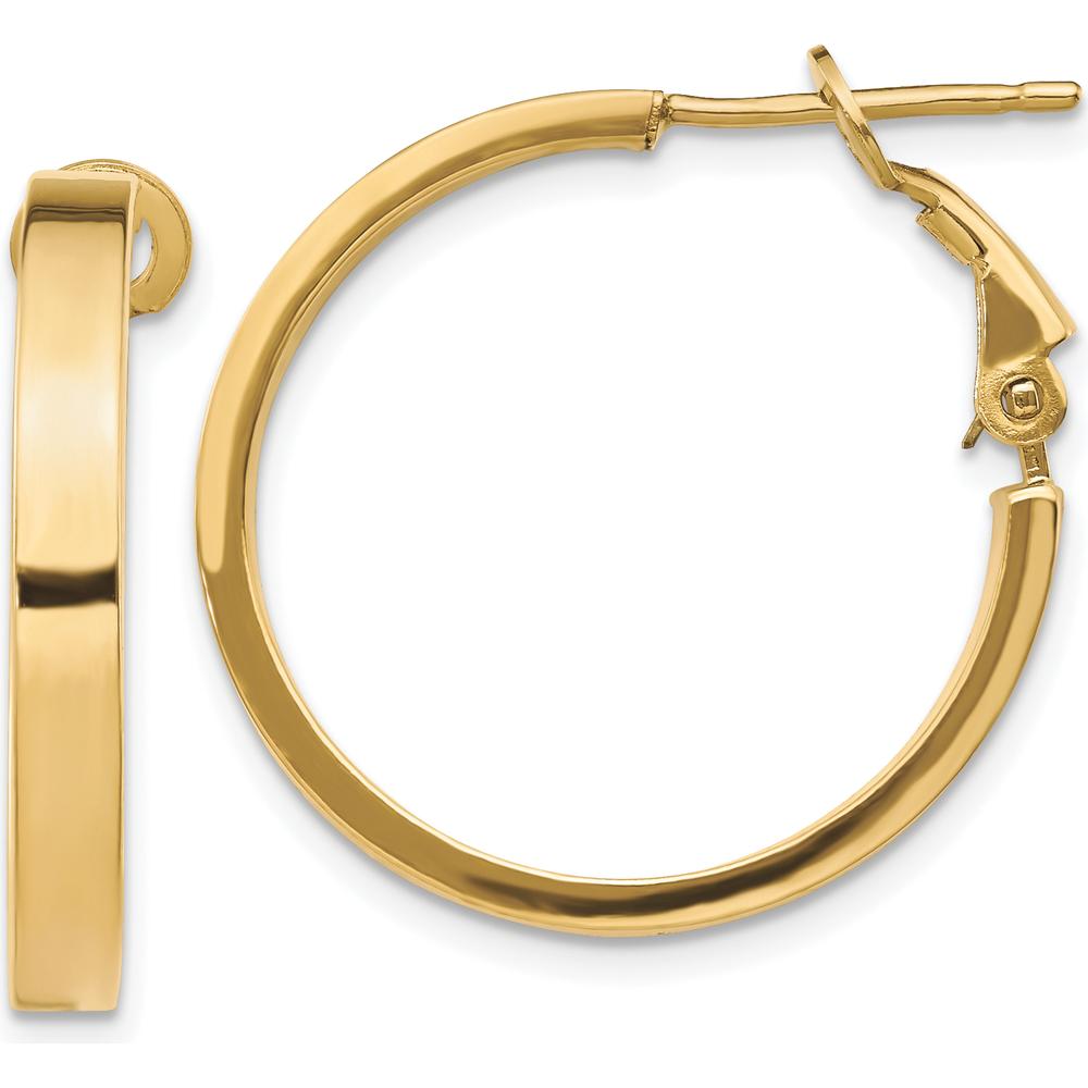 14K Yellow Gold Polished Square Tube Round Hoop Earrings - 24.25mm Length by Oro Pregiato