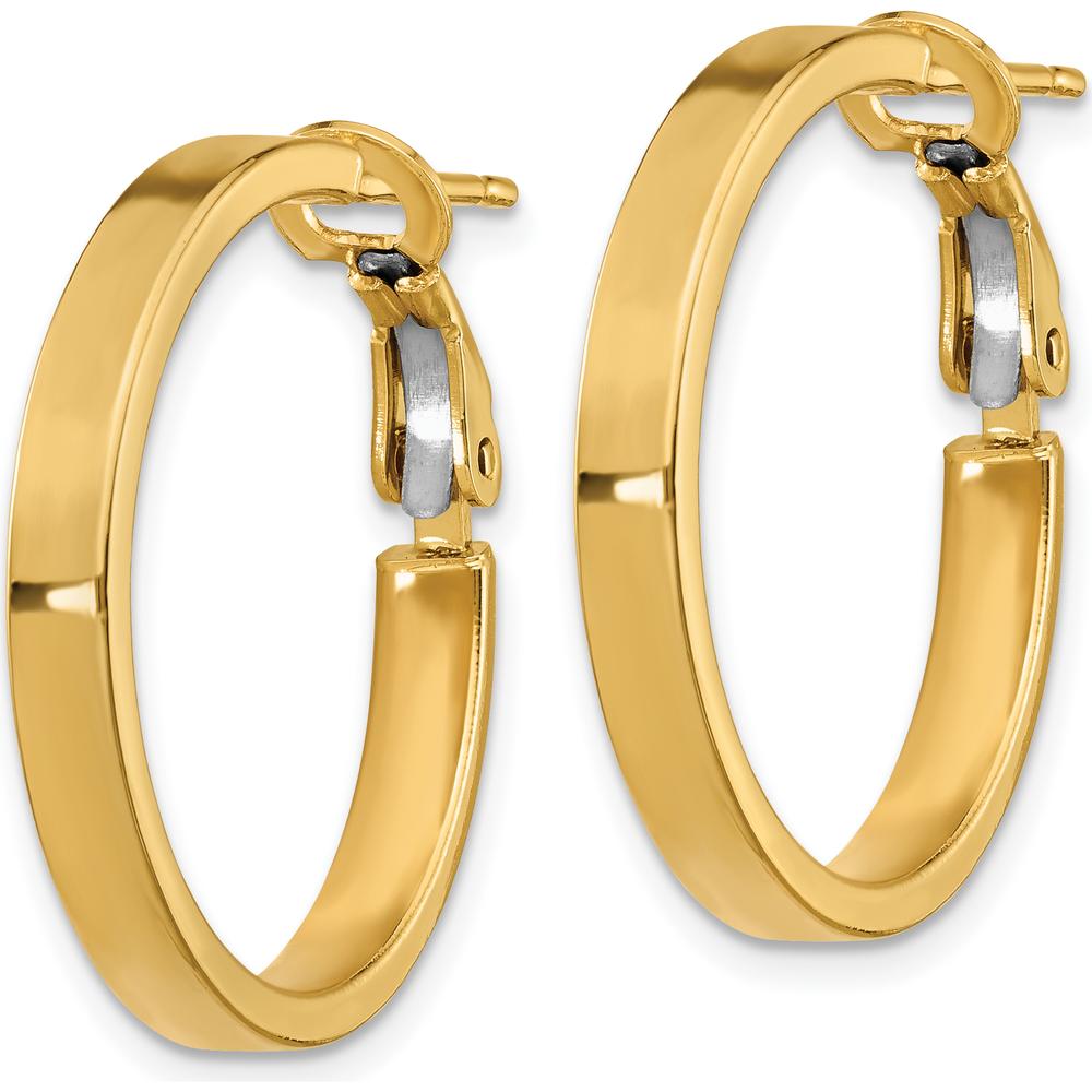 14K Yellow Gold Polished Square Tube Round Hoop Earrings - 24.25mm Length by Oro Pregiato