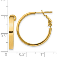 14K Yellow Gold Polished Square Tube Round Hoop Earrings - 24.25mm Length by Oro Pregiato